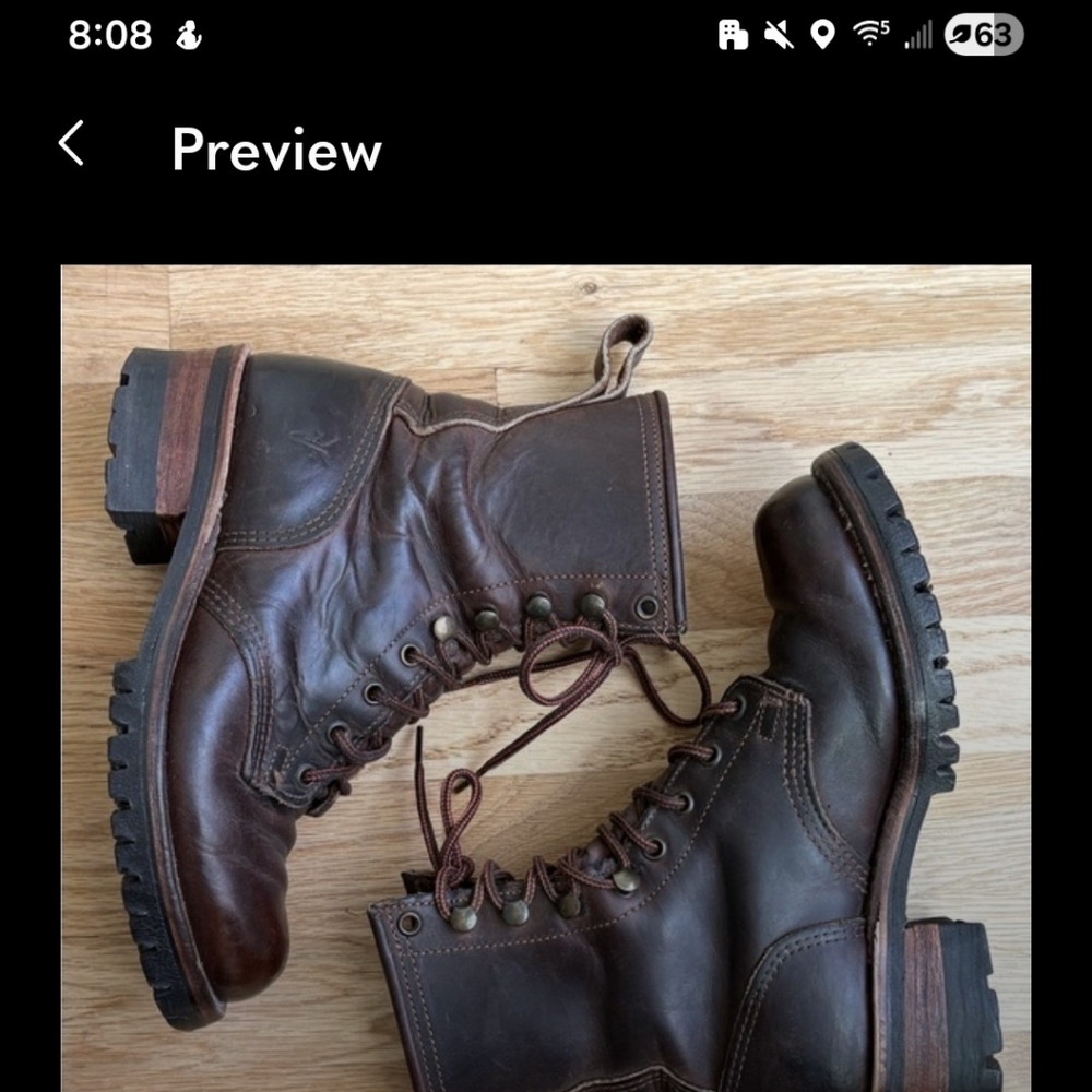 Frye Dark Brown Leather Combat Boots